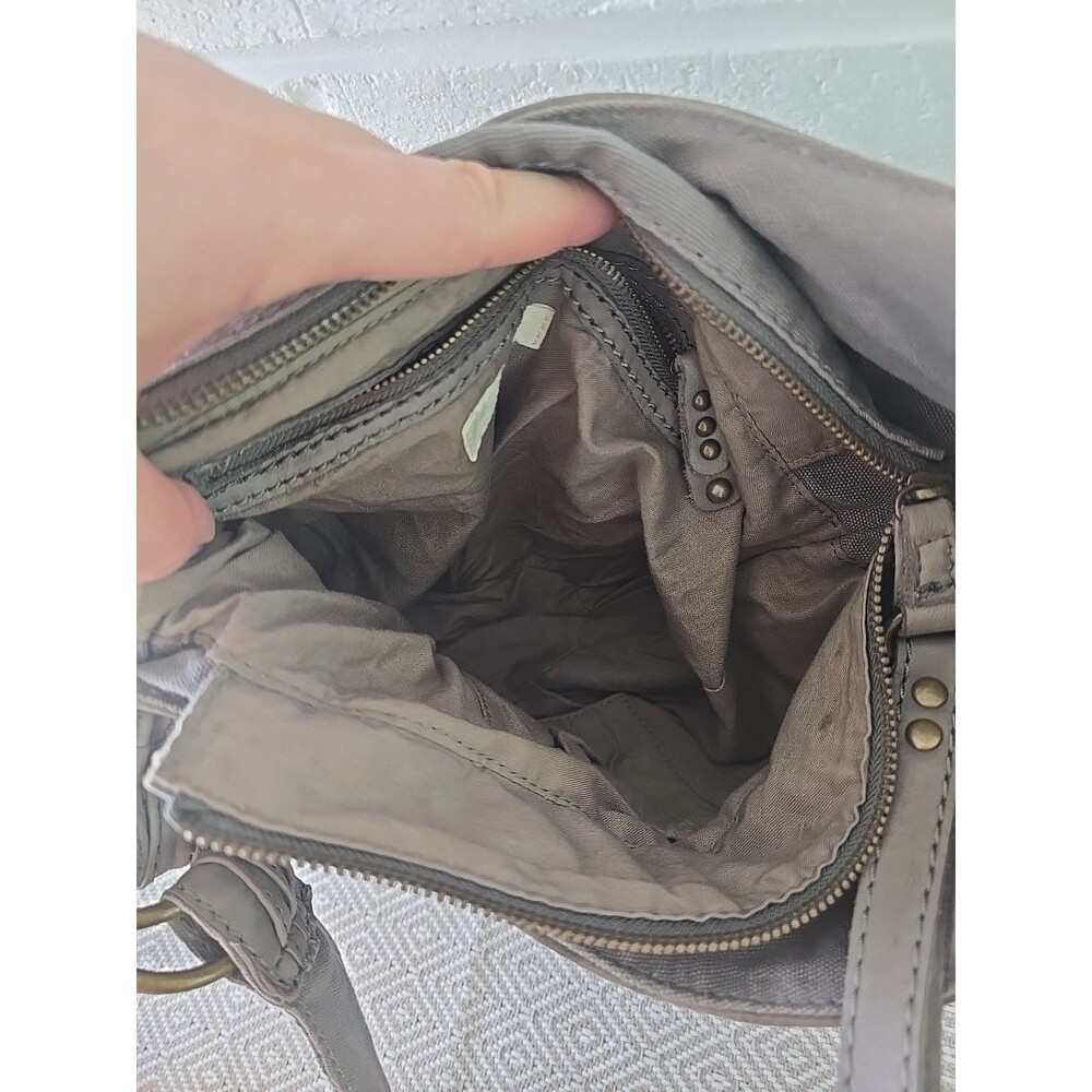 DIESEL Vintage Archive Studs Leather Cotton Shoulder Crossbody Bag Grey Y2K Rare - Picture 16 of 16